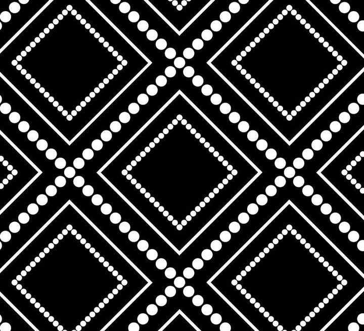 Peel and Stick Wallpaper Black/ Modern Geometric White on Black Wallpaper/ Removable Wallpaper/ Unpasted Wallpaper/ Pre-Pasted Wallpaper