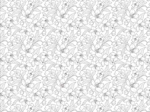 Wallpaper Floral Black White/ Winter Rose Black and White Wallpaper/Flower/ Botanical/ Removable/ Unpasted Pre-Pasted Wallpaper WW2015