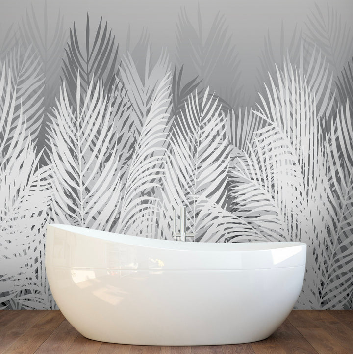 Wallpaper Tropical Palm Black Coastal/ Black and White Palm Mural/ Removable/ Peel and Stick/ Unpasted/ Pre-Pasted Wallpaper
