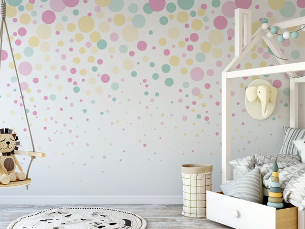 Peel and Stick Wallpaper Kids/ Strawberry, Lemonade and Mint Cascading Bubbles Wallpaper/ Removable Wallpaper/ Unpasted Wallpaper WW2024