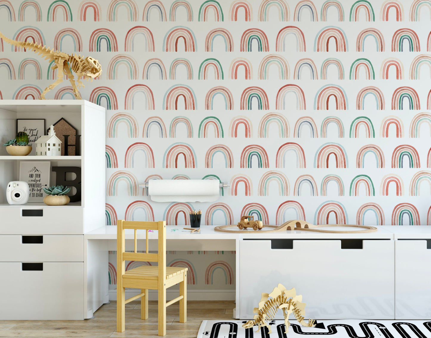 Wallpaper Boho Rainbow Pattern Wallpaper/ Removable Wallpaper/ Peel and Stick Wallpaper/ Unpasted Wallpaper/ Pre-Pasted Wallpaper