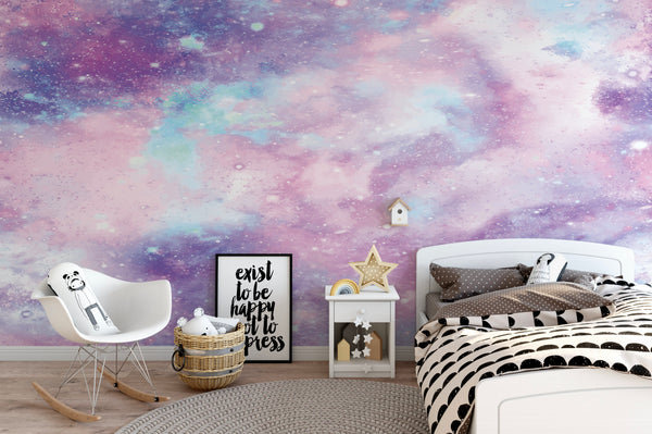 Galaxy Peel and Stick Wallpaper Purple / Purple Galaxy Mural Wallpaper/ Removable Wallpaper/ Unpasted Wallpaper/ Pre-Pasted Wallpaper WW2033