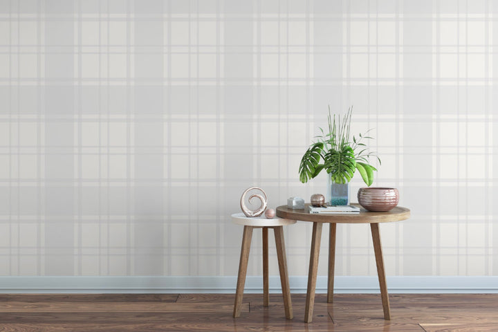 Wallpaper Plaid Gray/ Cool Gray Plaid Wallpaper/ Removable Wallpaper/ Peel and Stick/ Unpasted/ Pre-Pasted Wallpaper WW2034