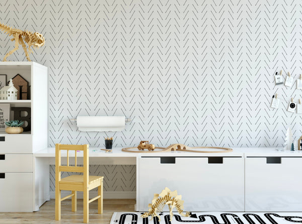 Peel and Stick Wallpaper Black/ Modern Hand Drawn Herringbone Wallpaper/ Removable Wallpaper/ Unpasted Wallpaper/ Wallpaper WW2070