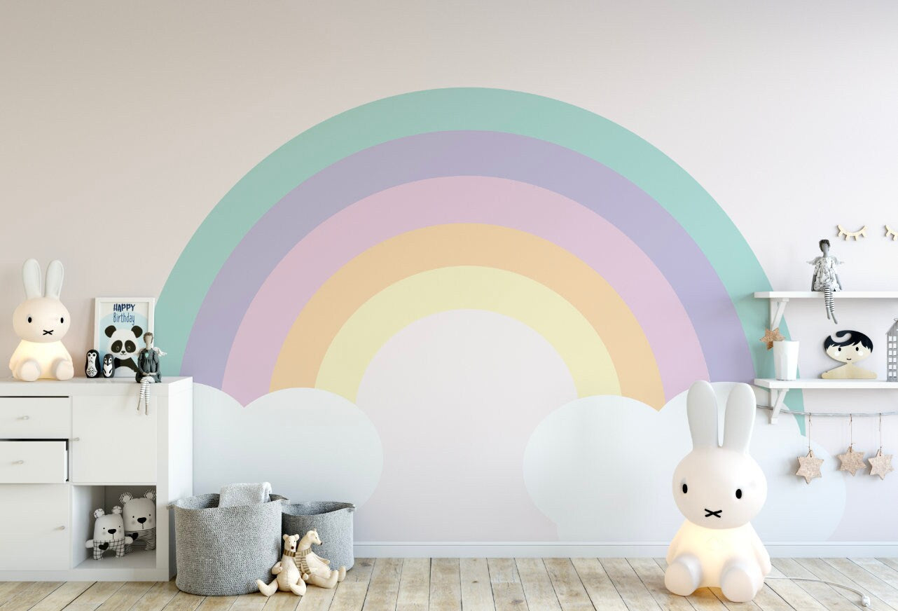 Wallpaper Rainbow/ Blushing Peach Rainbow Wallpaper/ Removable Wallpaper/ Peel and Stick Wallpaper/ Unpasted Wallpaper/ Pre-Pasted Wallpaper