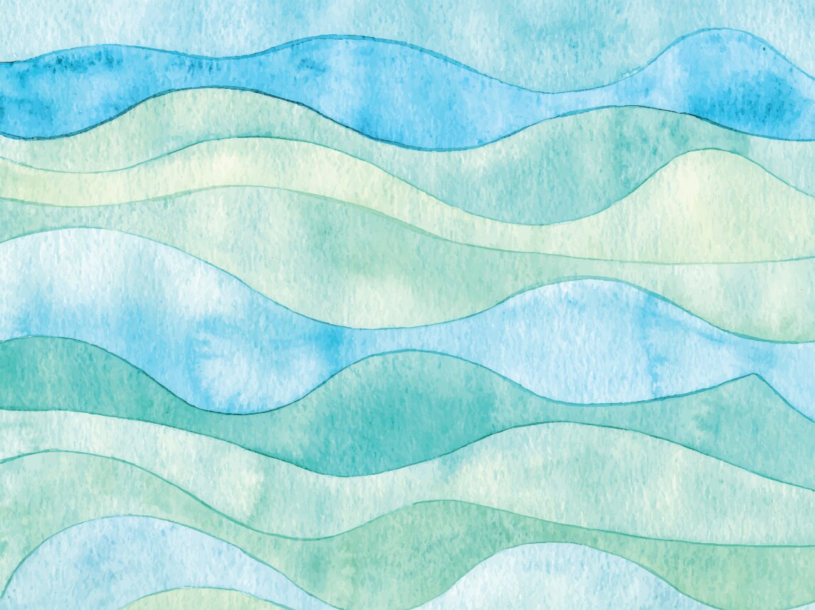 Waves Water Blue Beach Watercolor Wallpaper/ Abstract Blue Waves Wallpaper/ Removable/ Peel and Stick/ Unpasted/ Pre-Pasted Wallpaper
