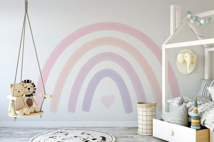 Rainbow Wallpaper/ Blushing Pink Watercolor Rainbow Wallpaper/ Removable Wallpaper/ Peel and Stick/ Unpasted/ Pre-Pasted Wallpaper