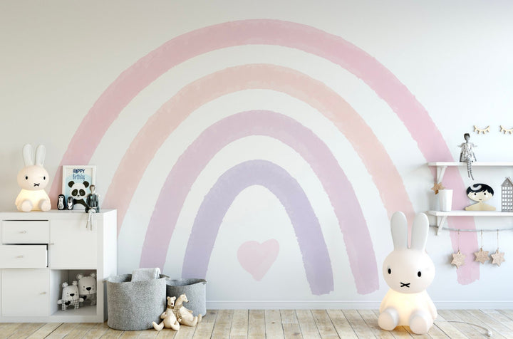 Rainbow Wallpaper/ Blushing Pink Watercolor Rainbow Wallpaper/ Removable Wallpaper/ Peel and Stick/ Unpasted/ Pre-Pasted Wallpaper