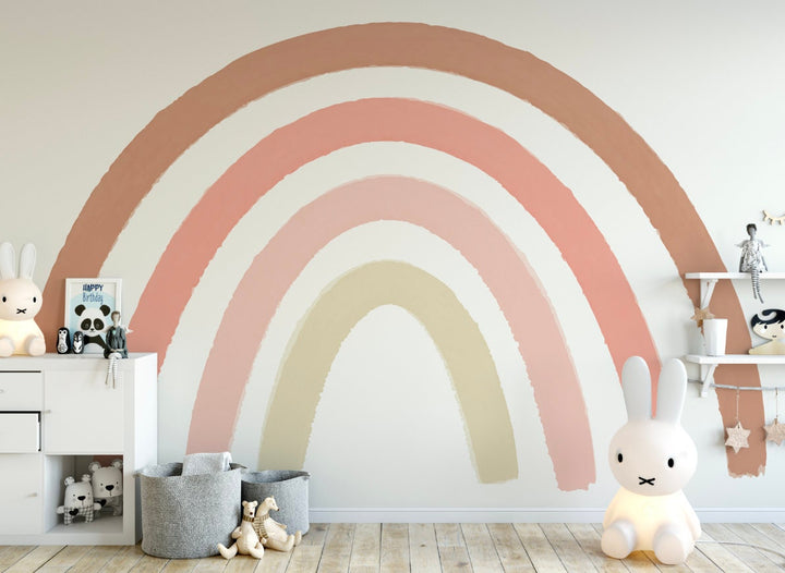 Wallpaper Rainbow/ Boho Pink Watercolor Rainbow Wallpaper/ Removable Wallpaper/ Peel and Stick Wallpaper/ Unpasted/ Pre-Pasted Wallpaper