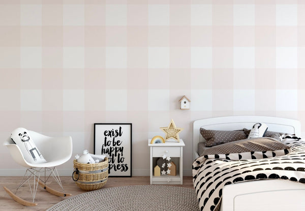 Wallpaper Plaid Pink/ Warm Pink XL Buffalo Check Wallpaper/ Removable/ Peel and Stick/ Unpasted / Pre-Pasted Wallpaper WW2110