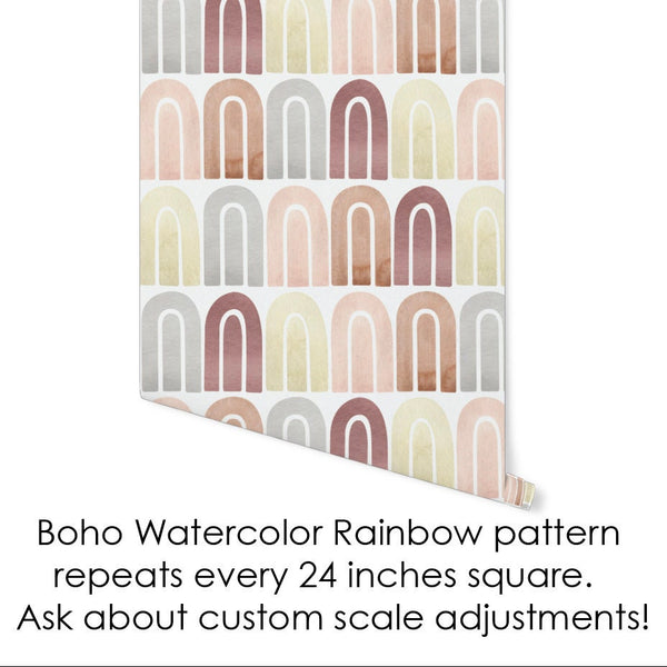 Wallpaper Boho Watercolor Rainbow Wallpaper/ Removable Wallpaper/ Peel and Stick Wallpaper/ Unpasted Wallpaper/ Pre-Pasted Wallpaper WW2128