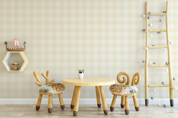 Wallpaper Plaid/ Yellow Wallpaper Gingham/ Buttercup Yellow Buffalo Check Wallpaper/ Removable/ Peel and Stick/ Unpasted wallpaper WW2226