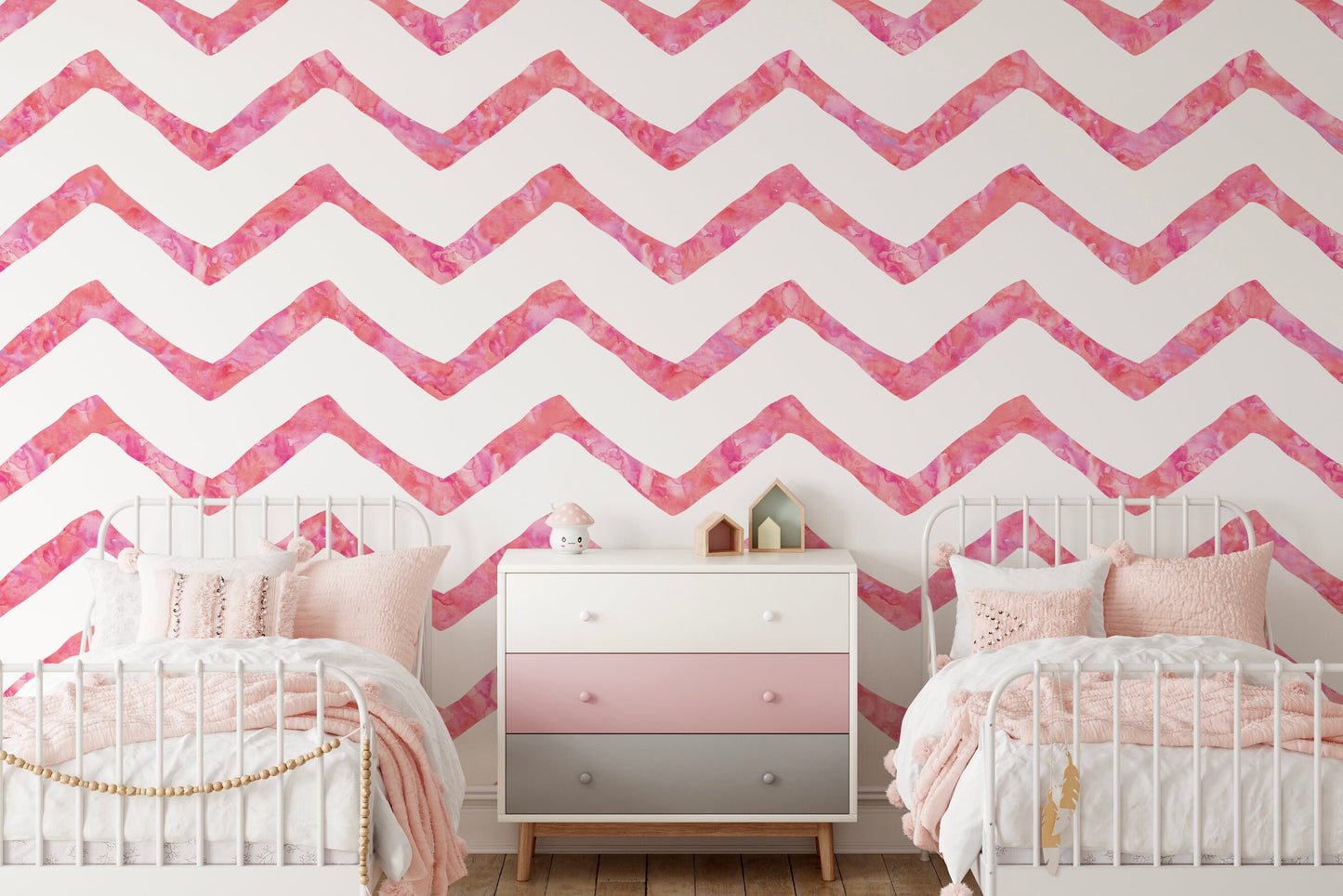 Peel and Stick Wallpaper Pink/ Pink Chevron Wallpaper/ Removable Wallpaper/ Unpasted Wallpaper/ Pre-Pasted Wallpaper WW1711