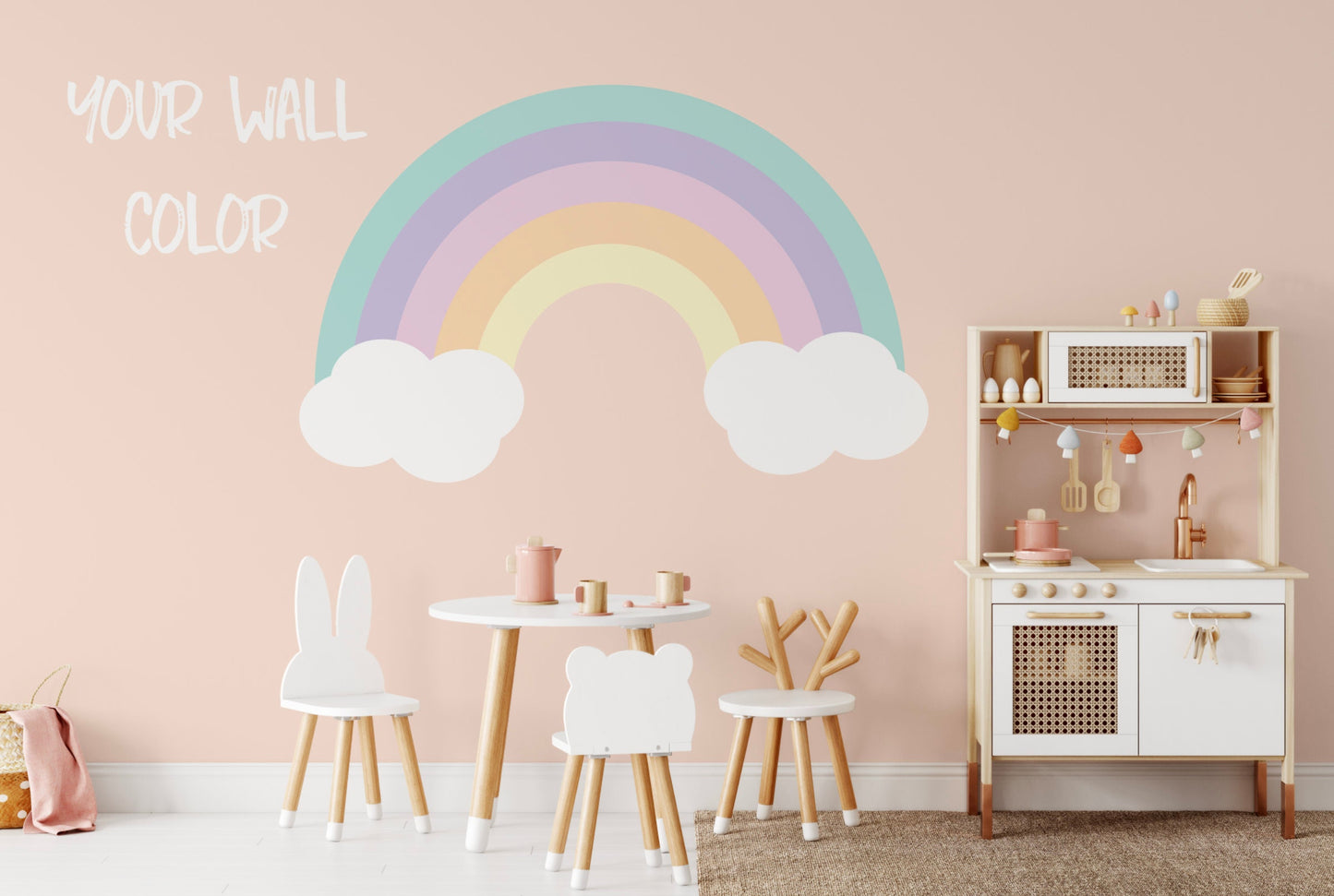 RAINBOW DECAL/ Candy Colored Rainbow DECAL/ Removable Wallpaper/ Peel and Stick Wallpaper/ Unpasted Wallpaper/ Pre-Pasted Wallpaper