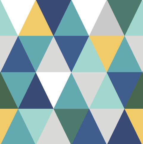 Peel and Stick Wallpaper Blue Triangle /Mustard, Blue & Teal Triangles Wallpaper/ Removable Wallpaper/ Unpasted Wallpaper/ Wallpaper WW2231