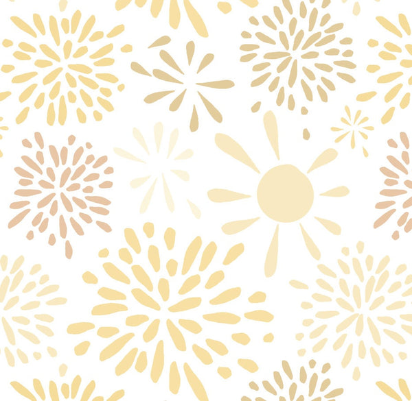 Wallpaper Yellow Sun Boho/ Sunshine Bursts/ Removable Wallpaper/ Peel and Stick Wallpaper/ Unpasted Wallpaper/ Pre-Pasted Wallpaper WW2264